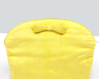 MORRIS MOSKOWITZ Clutch Purse Vintage Yellow Raw Silk and Satin Clutch 1950's 1960's - Vintage Wedding
