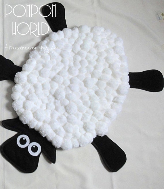 pom white pom rug Pom White  Pom Nursery Sheep      Rug Kids  Decor Pom   Rug Pom SHEEP