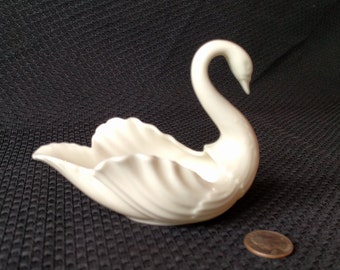 Lenox Candy Dish shaped like a Swan, Artificial Flowers, Trinket holder, Made in the USA, Gift, Collectible, Bird Lover, Bookshelf Figurine