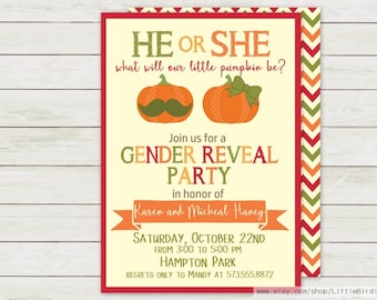 Little Pumpkin Gender Reveal | Gender Reveal Invitation | Pumpkin Invitation | Printable Invitation | Pumpkin Baby Shower Invitation