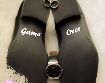 Groom Shoes Decal - Game Over - Wedding Shoes Sticker Wedding Decal Wedding Sticker Groom Shoes Decal