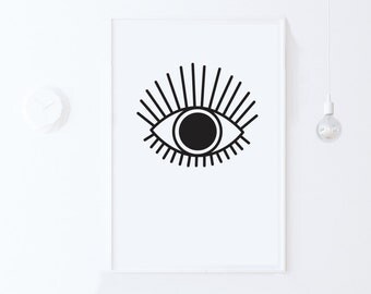 INSTANT DOWNLOAD Printable Art Print, Modern Wall Art Prints, Eye Print Eye Poster, Black and White Nursery Art, Modern Digital Print, 24x36