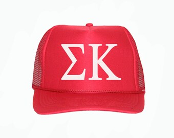 Sigma Kappa Trucker Hat, SK Trucker Hat, Greek Letter Glitter Trucker Hat, Sorority Letter Cap, Greek Trucker hat, Sigma kappa Sorority cap