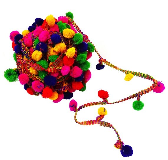 Multi Color Pompom Lace Pom Pom Trim Bulk Lot By Thebohemiancrafts 8275