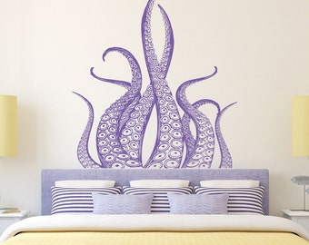 Octopus Wall Decal Tentacles- Kraken Decal Sea Animals Octopus Tentacles Vinyl Wall Decals- Nautical Wall Decals Bedroom Bathroom Decor 035