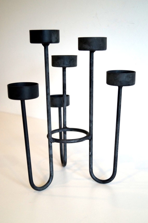Black iron candle holder Designer candle holder Swedish