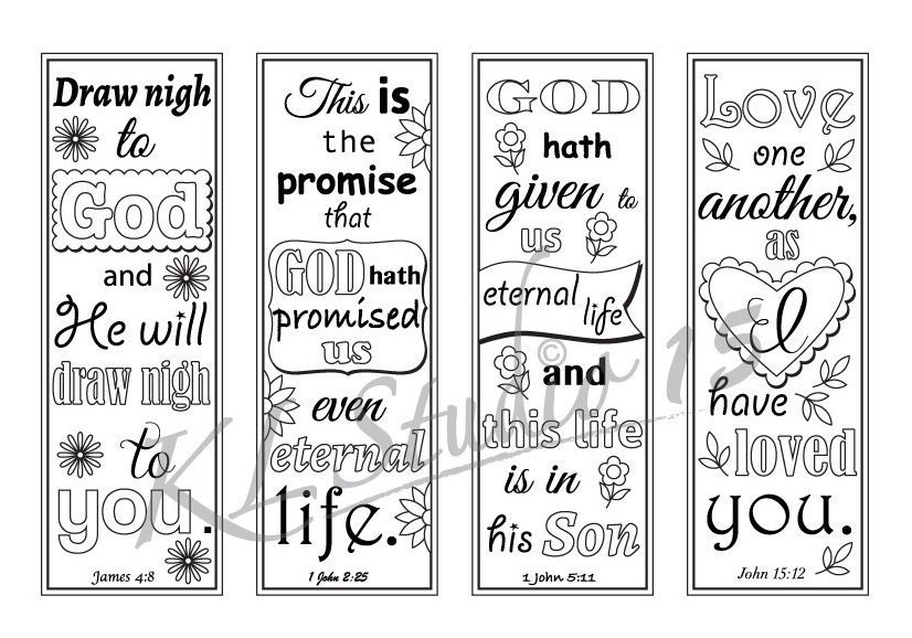 Download Bible Verse Coloring bookmarks3 Instant Download