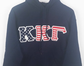Kappa Kappa Gamma American Flag Letter Hoodie Sweatshirt, KKG Letters, Embroidered Letters, Recruitment Gift, Big Little