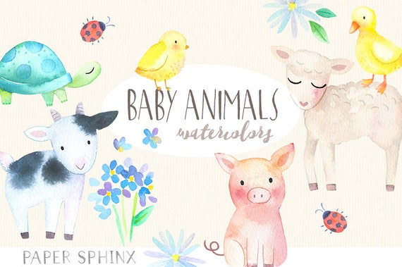 Baby Farm Animals Clip Art baby animals watercolor clipart springtime farm animals Baby Farm Animals Clip Art baby animals watercolor clipart springtime farm animals