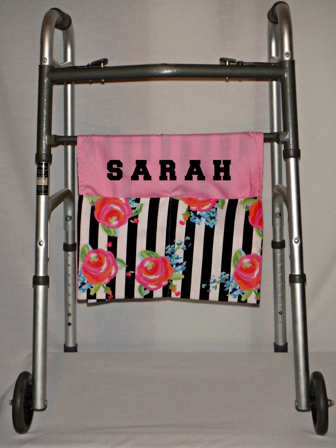 Walker Bag Walker Tote Walker Carry All Roses on Black and