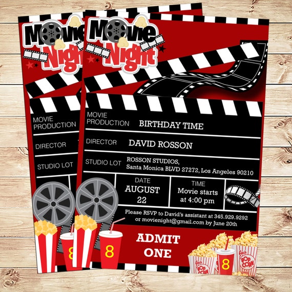 movie ticket invitation instant download and by diypartyinvitation