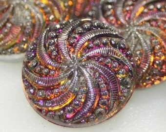 Czech Glass Button, Vintage Style, 18mm