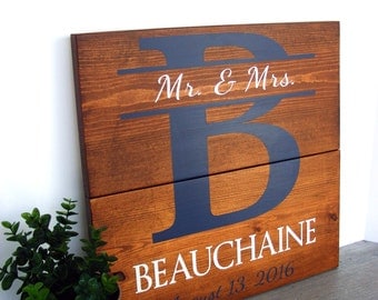 Custom Name Sign - 5th Anniversary Gift - Bridal Shower Gift - Wedding Gift - Wood Anniversary Present - Personalized Engagement Gift