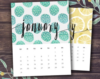 Printable Calendar 2017, Monthly 2017 Wall Calendar, Desk Calendar, Seasonal Patterns Calender, Letter, 8x10, INSTANT DOWNLOAD, Digital