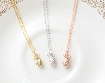 Rose Gold Pineapple Necklace, Fruit Necklace, Dainty Necklace, Pure Necklace, Natural Necklace, Simple Necklace, Creative Jewelry