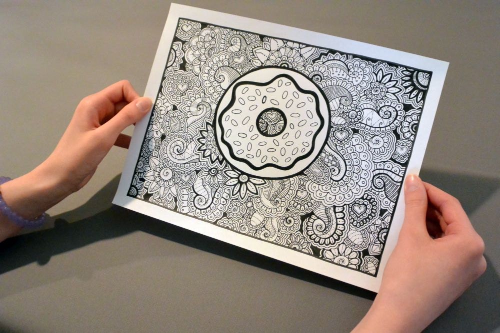 DONUT Coloring Page Coloring Book Pages Printable Adult