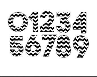 chevron numbers 0-9 svg dxf file instant download silhouette cameo cricut clip art commercial use
