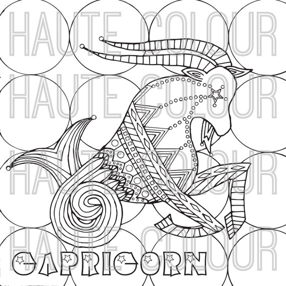 Download Capricorn Zodiac Single Coloring Page Digital Download