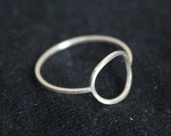 Open Circle Silver Ring Band, Geometric Silver Ring, Handmade Sterling Silver Circle Ring