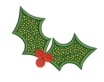 Christmas embroidery design - Holly berry applique design - Winter embroidery - Machine embroidery digital file - 4x4 5x7 6x10