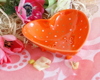 Ceramic Soap Dish, Pottery Soap Dish, Soap Holder, Polka Dots Dish, Rustic Soap Dish, Romantic Home Decor, Bathroom Accessories, Art Pottery