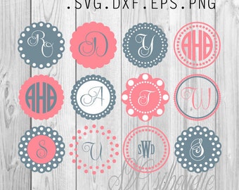 Circle monogram frames SVG cutting file, Clipart, Vector, Pattern Vinyl design, Pattern, png, svg, eps, dxf files for Silhouette, Cricut