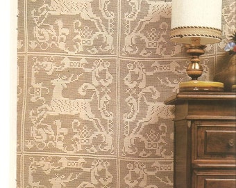 Crochet Curtain Pattern | Crochet Patterns | Filet Crochet Pattern | Vintage Crochet Patterns | Deer Crochet Pattern | Angel Crochet Pattern