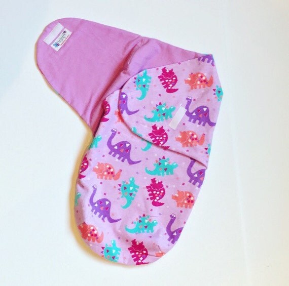 Baby Swaddle Snuggler Velcro Wrap // Purple Dinosaur Print