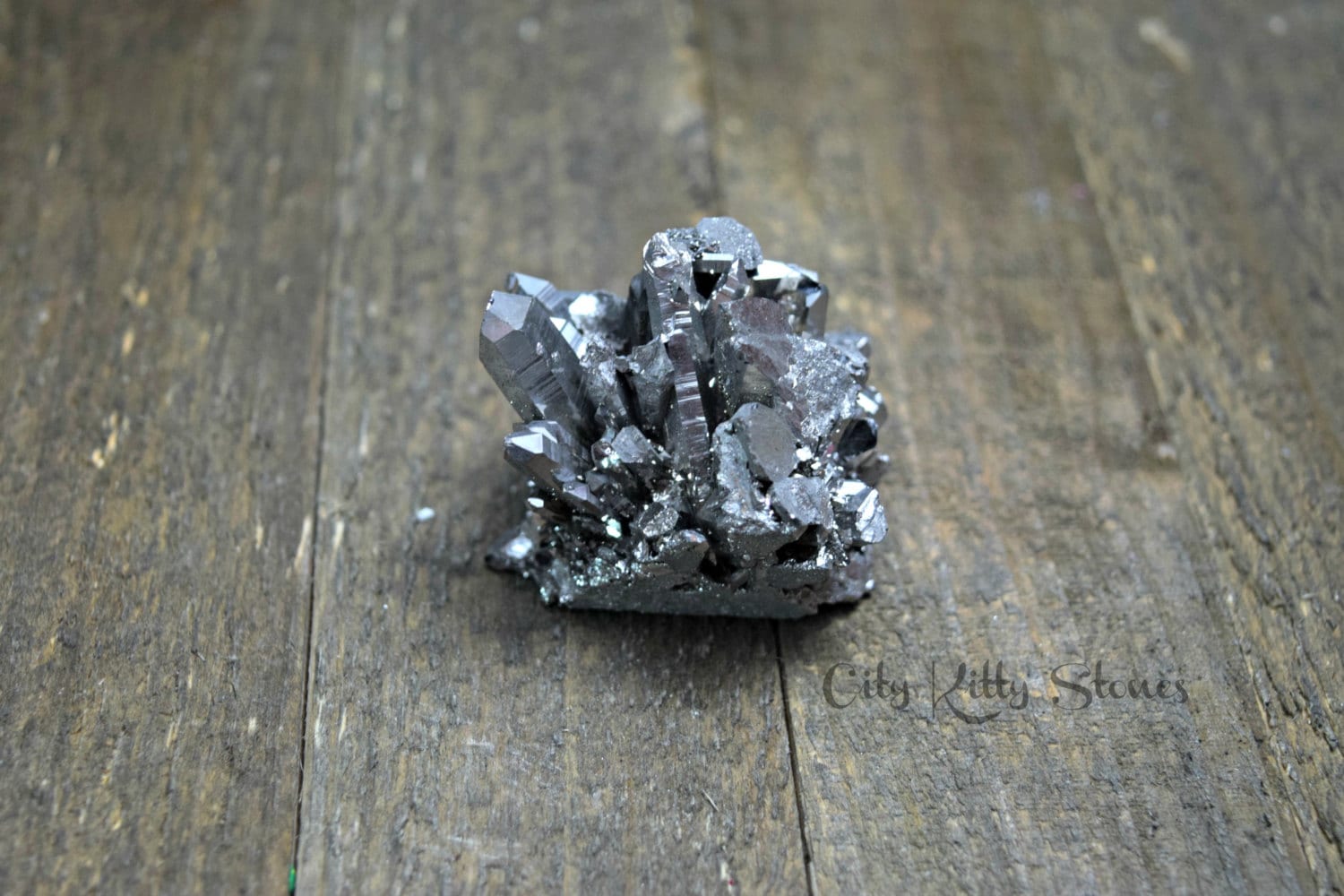 Silver Crystal Cluster Aura Quartz Electroplated Druzy Stone