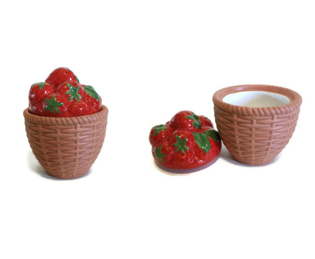 Vintage Sugar Bowl Avon 1985 Strawberry Pot Candy Dish