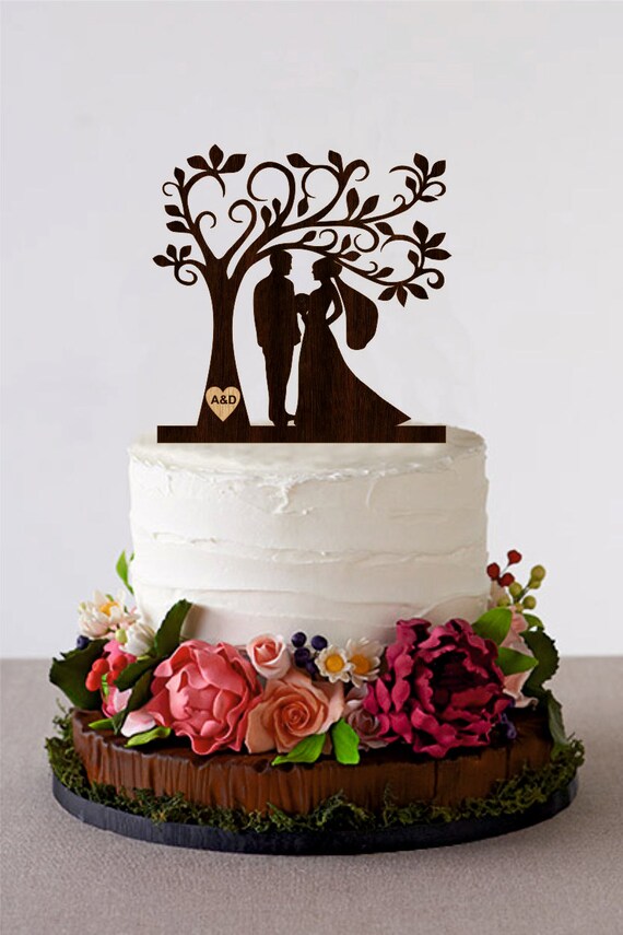 Hochzeitstorte Baum tree wedding cake topper personalized monogram cake topper Hochzeitstorte Baum tree wedding cake topper personalized monogram cake topper