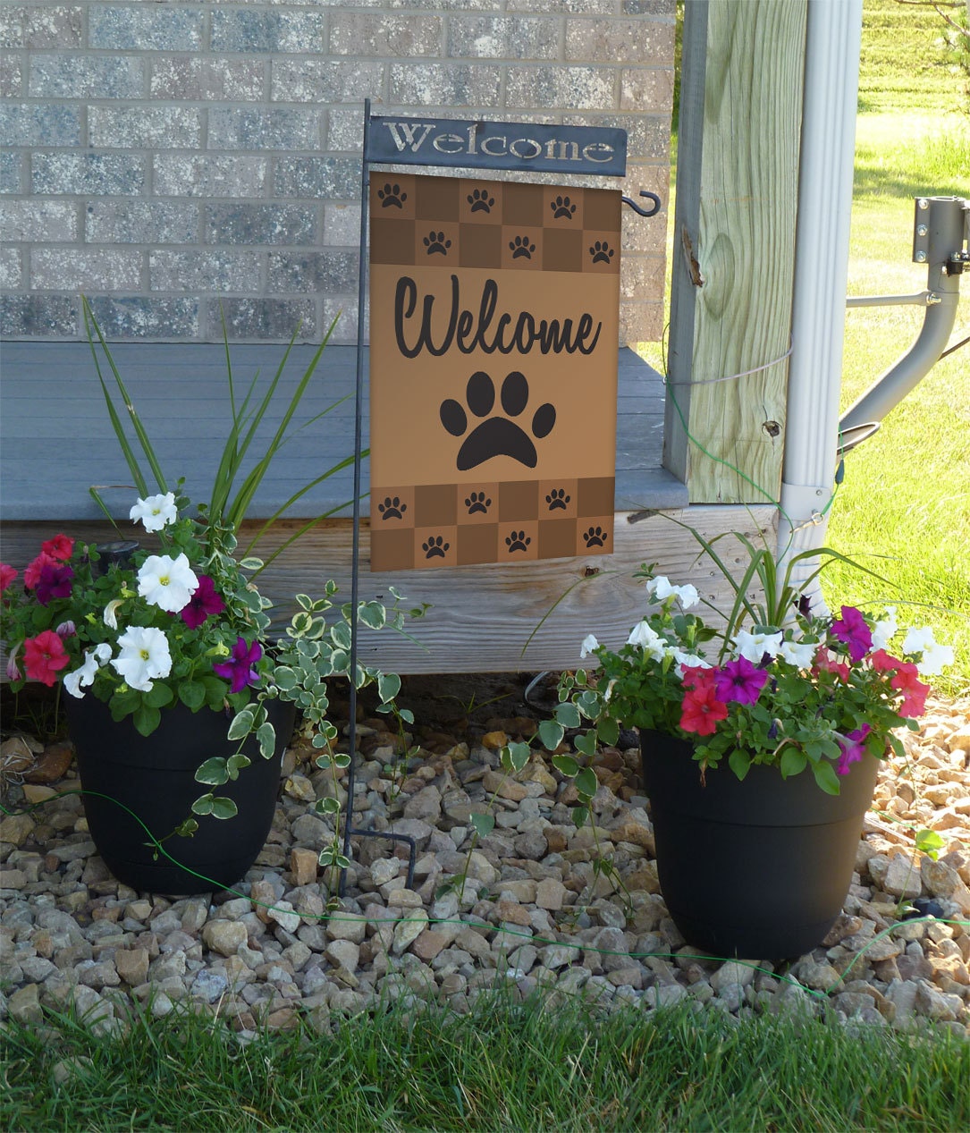 Paw Print Welcome Garden Flag Durable All Weather