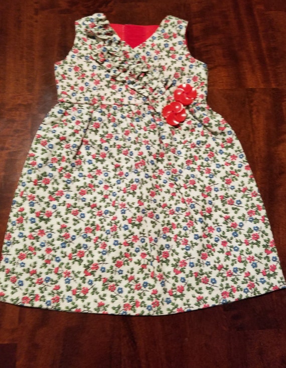 18 Standard Baby Doll Sundress / Red Flowers with Ruffle