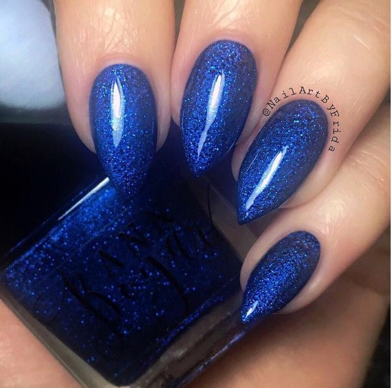 PERFECT BLUE Blue Glitter Nail Polish Nail Lacquer Luxury