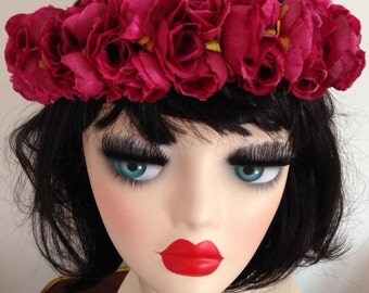 Crown Flowers Headband Pink Wedding Coiffe Fleurs