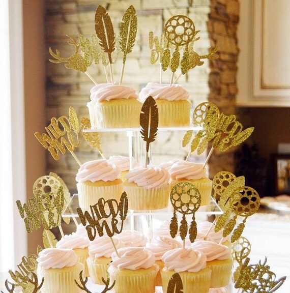 Boho Cupcake Topper Set Wild One Topper Dream Catcher