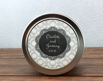 Wedding Favors-Set of 12 Soy Candle Travel Tins 4 oz-Candle Favors-