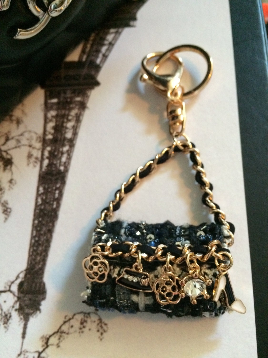 Designer Inspired Tweed Bag Charm