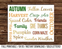 Unique fall subway art related items | Etsy