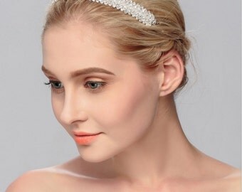Diamond Bridal Headband Crystal Headpiece Classic Bride Prom Hair Accessories Silver Alloy Wire Comb Luxury Hairband White