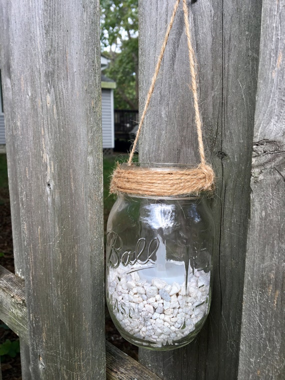 Items similar to Hanging Twine Mason Jar on Etsy