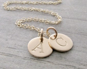 14k Gold Initial Necklace, Solid Gold Charm Initial Necklace, Typewriter Font, 14k Solid Gold Necklace, Personalized Necklace