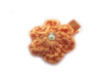 Creamsicle Hair Clip Tangerine Hair Clip Crochet Flower Hair Clip Orange Hair Clip Melon Hair Clip Baby Girl Hair Clip Baby Hair Clip Spring