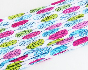 Contemporary Whimsical Feathers Cotton Napkins / Set of 4 / Colorful On-Trend Eco-Friendly Feather Images Table Decor / Unique Gift Under 50