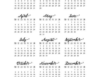 A5 printables, 2016 and 2017 year overviews - Hand Drawn Collection