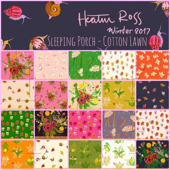 Heather Ross - Sleeping Porch - Half Yard Bundle (25pc prints and solids) Windham Fabrics - Shipping January 2017