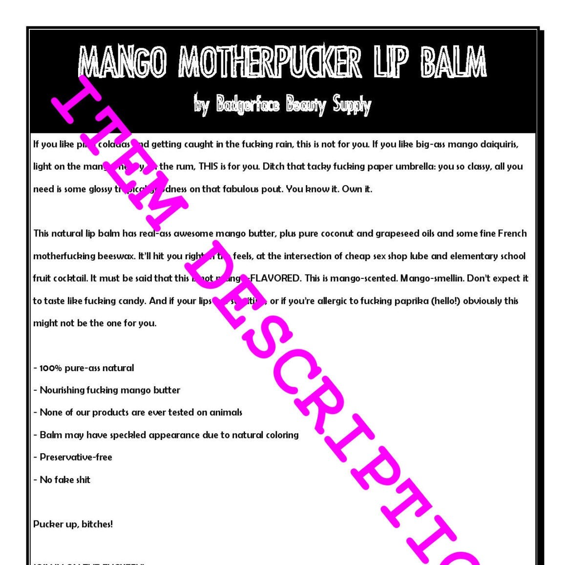 Lip Balm Tin. Lip Gloss. Mango Lip Balm. Fruity Lip Balm.