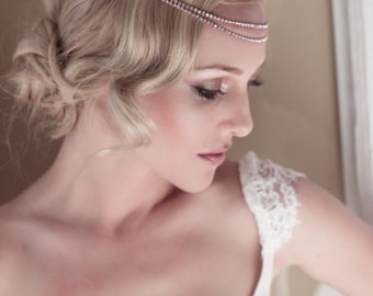 Bridal Halo Headband, Rose Gold Hair Vine, Bridal Hair Piece, Wedding Hair Accessory, Gold Headbands, Bridesmaid Gifts Crystal Headband 1411