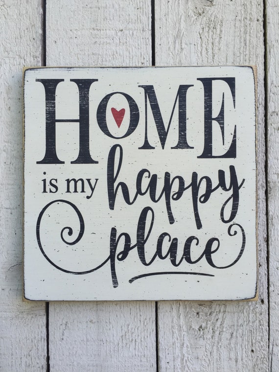 Home is my happy place 11 x 11 wood sign black