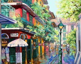 Pirates Alley, Impressionist Alley View, New Orleans Famous Alley along St. Louis Cathedral, New Orleans French Quarter - 'Pirates Alley'